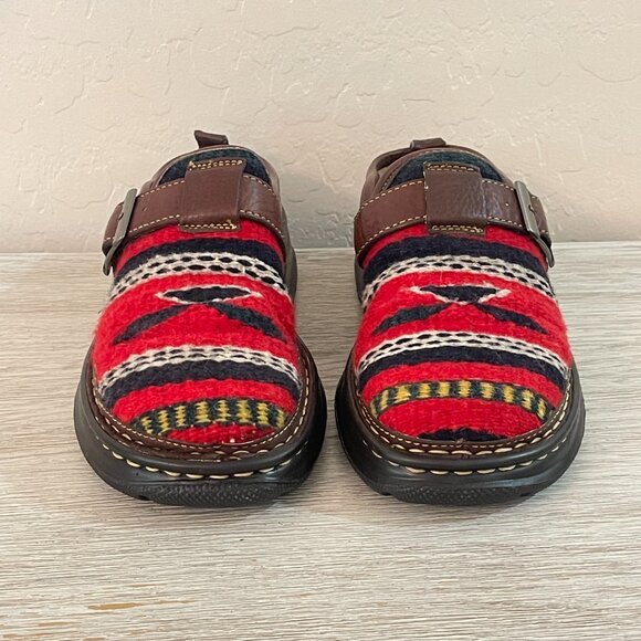 Born Shoes 8 Brown Leather Woven Wool Slip On Western - Picture 3 of 14